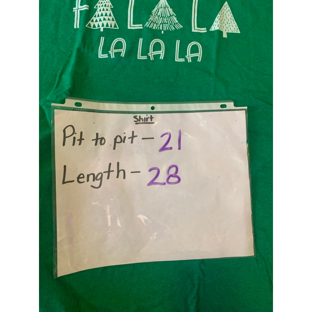 Gilden Christmas T-shirt Large Green Fa La La La La - Picture 5 of 6
